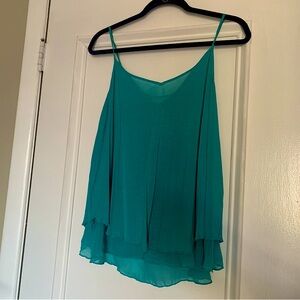 Guess | 2000s Vintage Teal Ruffle Hem Cami Top Silver Chain Back Detail | Sz L